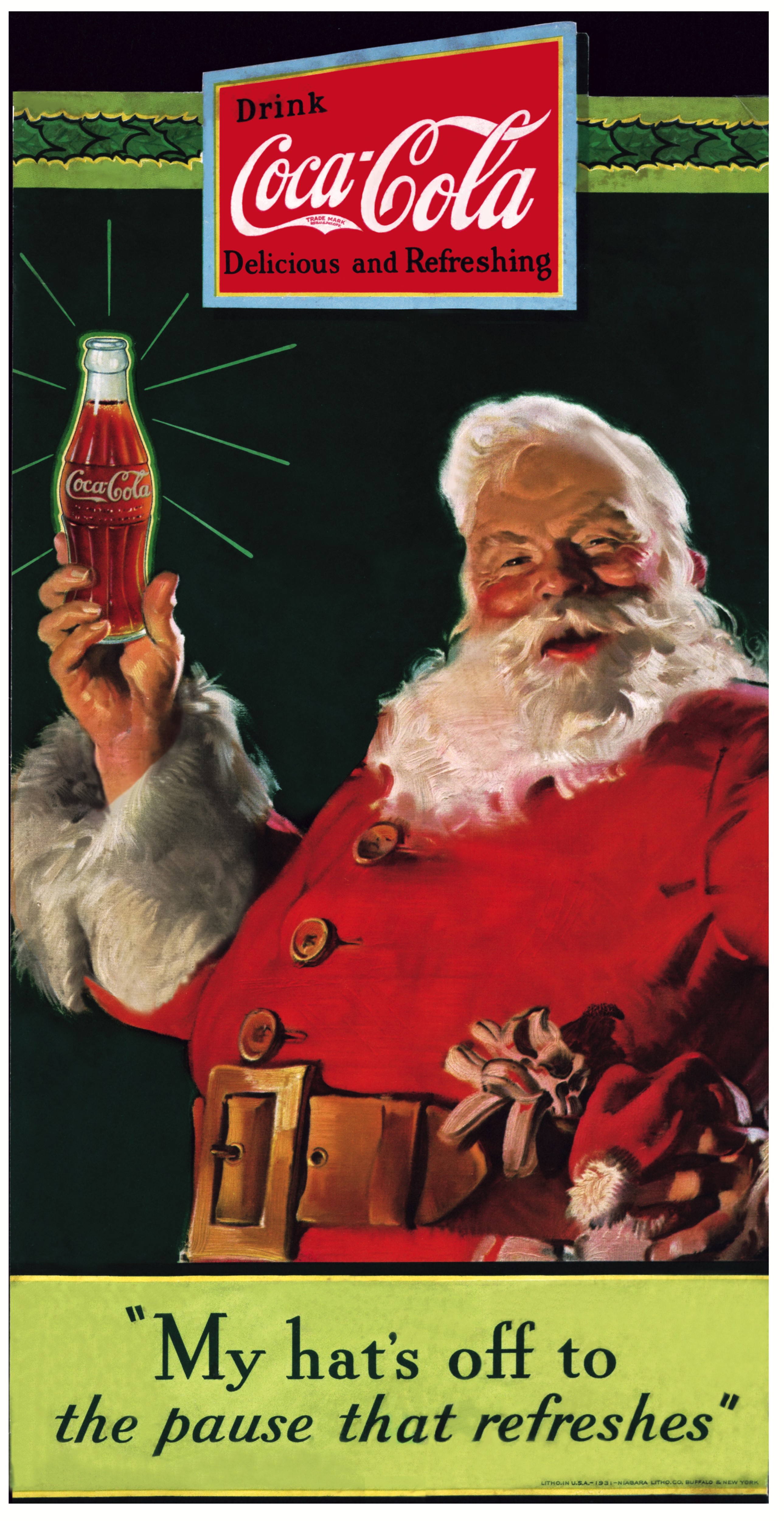 First Santa and Coca-Cola Illustration by Haddon Sundblom