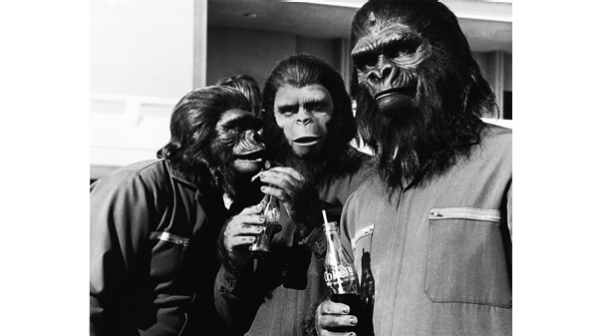 Apes from Planet of the Apes drinking Coca-Cola