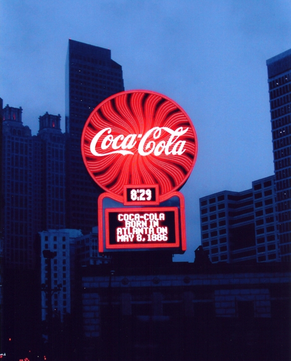 The towering sign – which spans 33 feet in diameter – overlooks the spot where the first Coca-Cola was served at Jacob’s Pharmacy in 1886, and sits just behind Woodruff Park, named for the company’s longest-standing leader, Robert Woodruff.