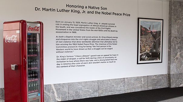 One of the pieces from the Martin Luther King Jr. exhibit hosted by The Coca-Cola Company. One of the pieces from the Martin Luther King Jr. exhibit hosted by The Coca-Cola Company.