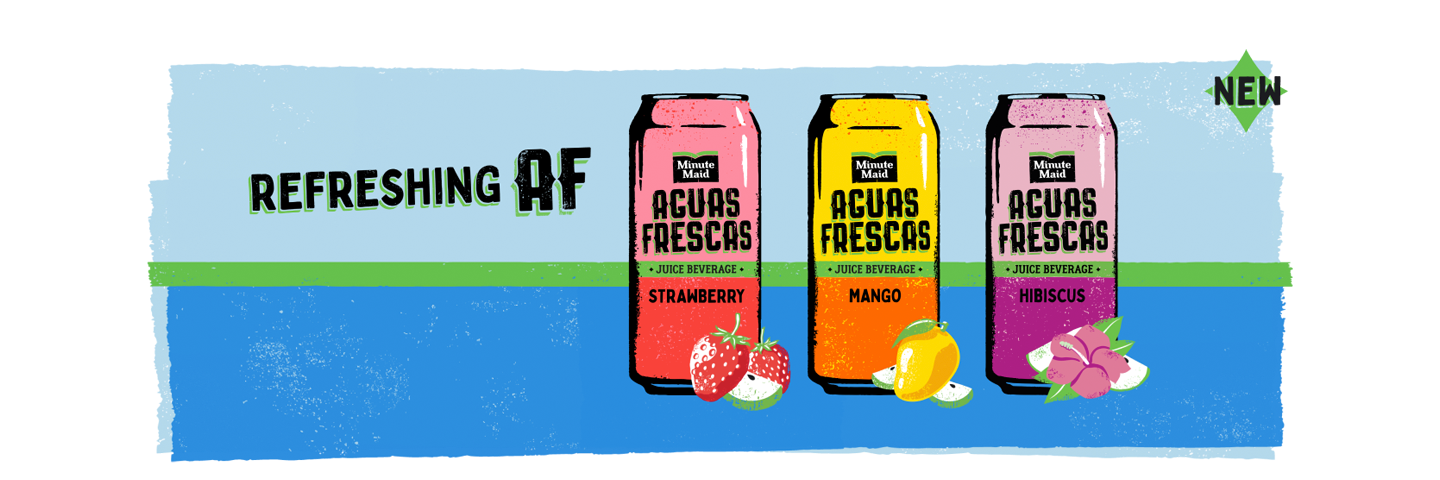 three flavors of aguas frescas in cans