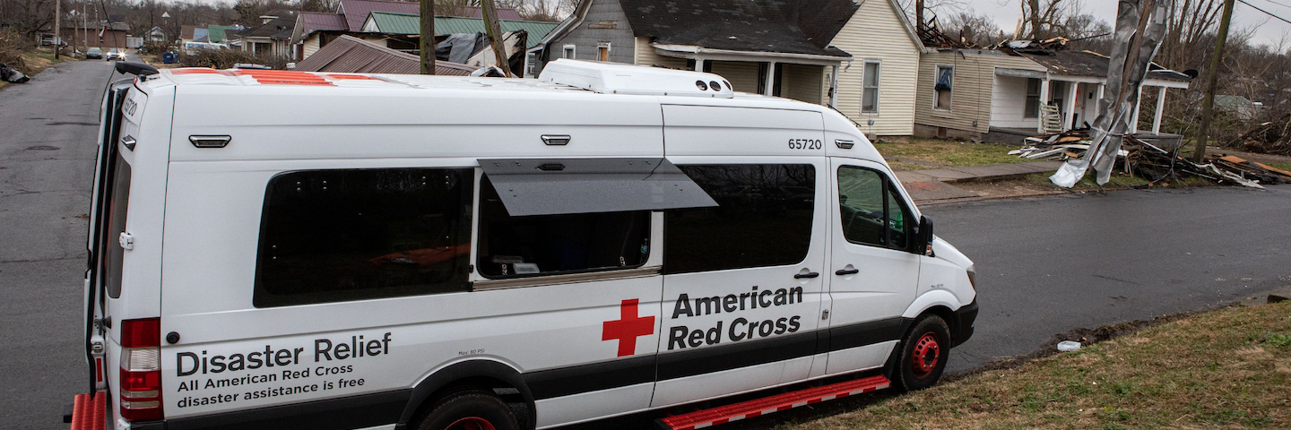 American Red Cross van provided disaster relief to Kentucky tornado victims American Red Cross van provided disaster relief to Kentucky tornado victims