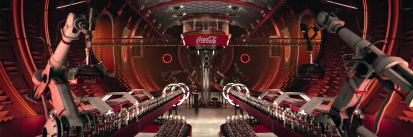 Coca-Cola factory with elevated DJ booth Coca-Cola factory with elevated DJ booth