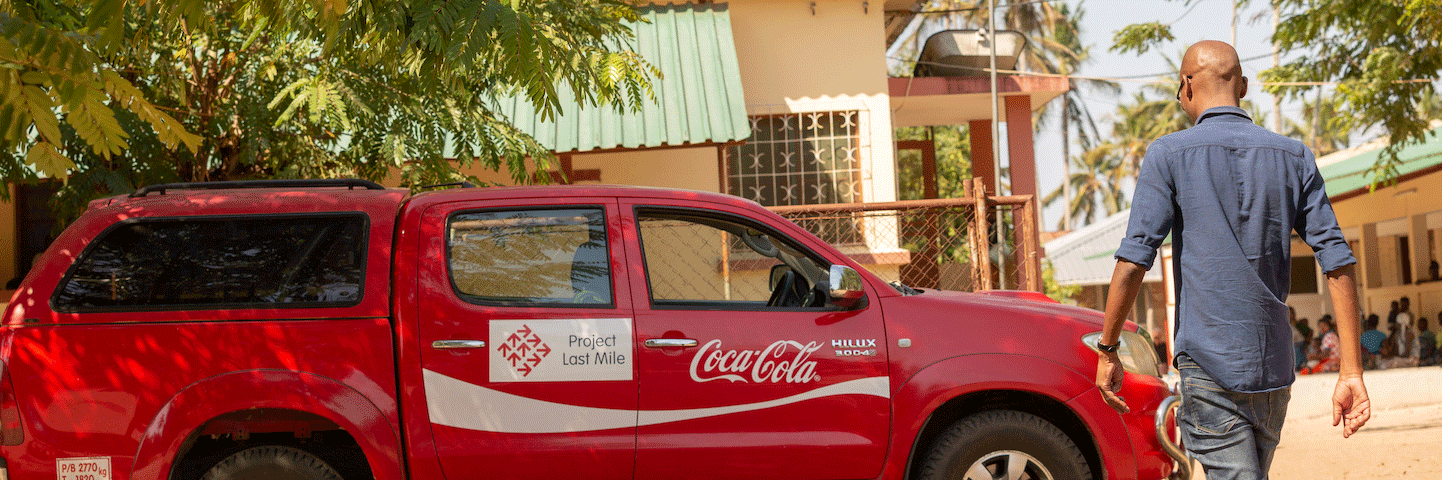 Coca-Cola branded truck for Project Last Mile in Quelimane, Mozambique
