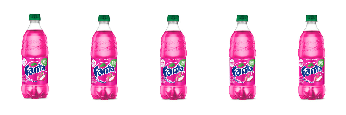 20-oz PET bottles of Fanta Dragon Fruit Zero Sugar