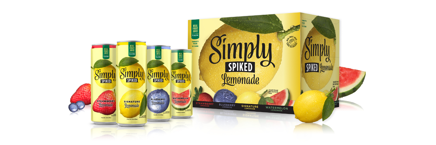 Lineup of Simply Spiked Lemonade products