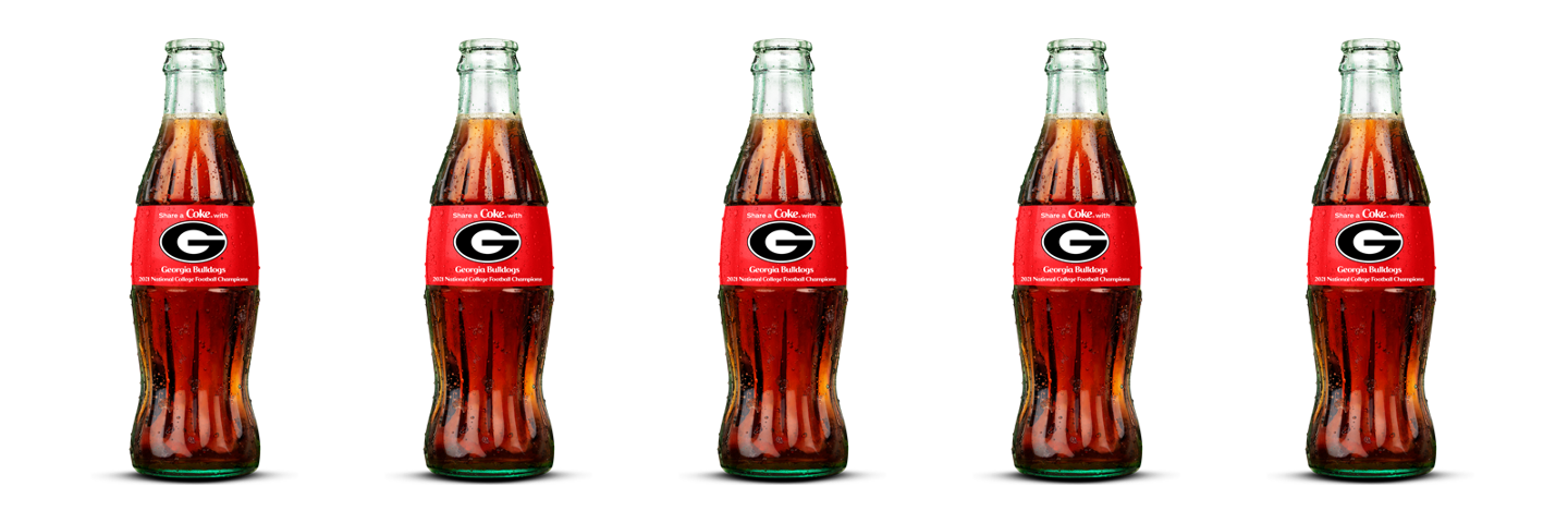 University of Georgia Football National Championship Commemorative Share a Coke bottles University of Georgia Football National Championship Commemorative Share a Coke bottles