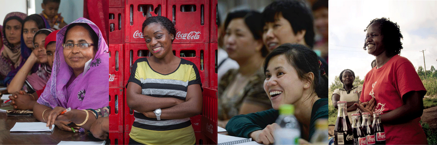 Women of different cultures representing the Coca-Cola 5by20 program