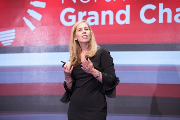 Chaly Jo Moyen, SVP of Strategy, Coca-Cola North America, speaks at the 2018 Grand Challenge finale.