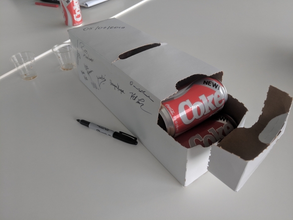 Designers, marketers, and engineers signed an unmarked batch of New Coke.