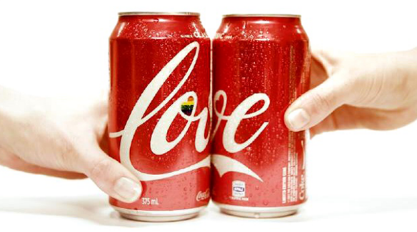 coke cans displaying love