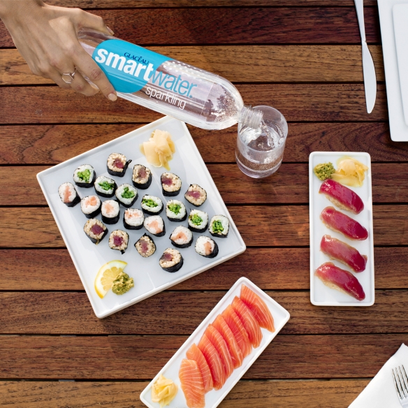 Smartwater and sushi