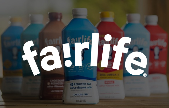 Fairlife logo with Fairlife drinks