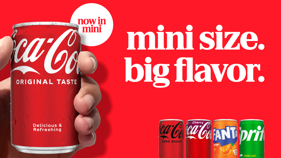 Coca-Cola mini cans Convenient sizes, now in convenience stores
