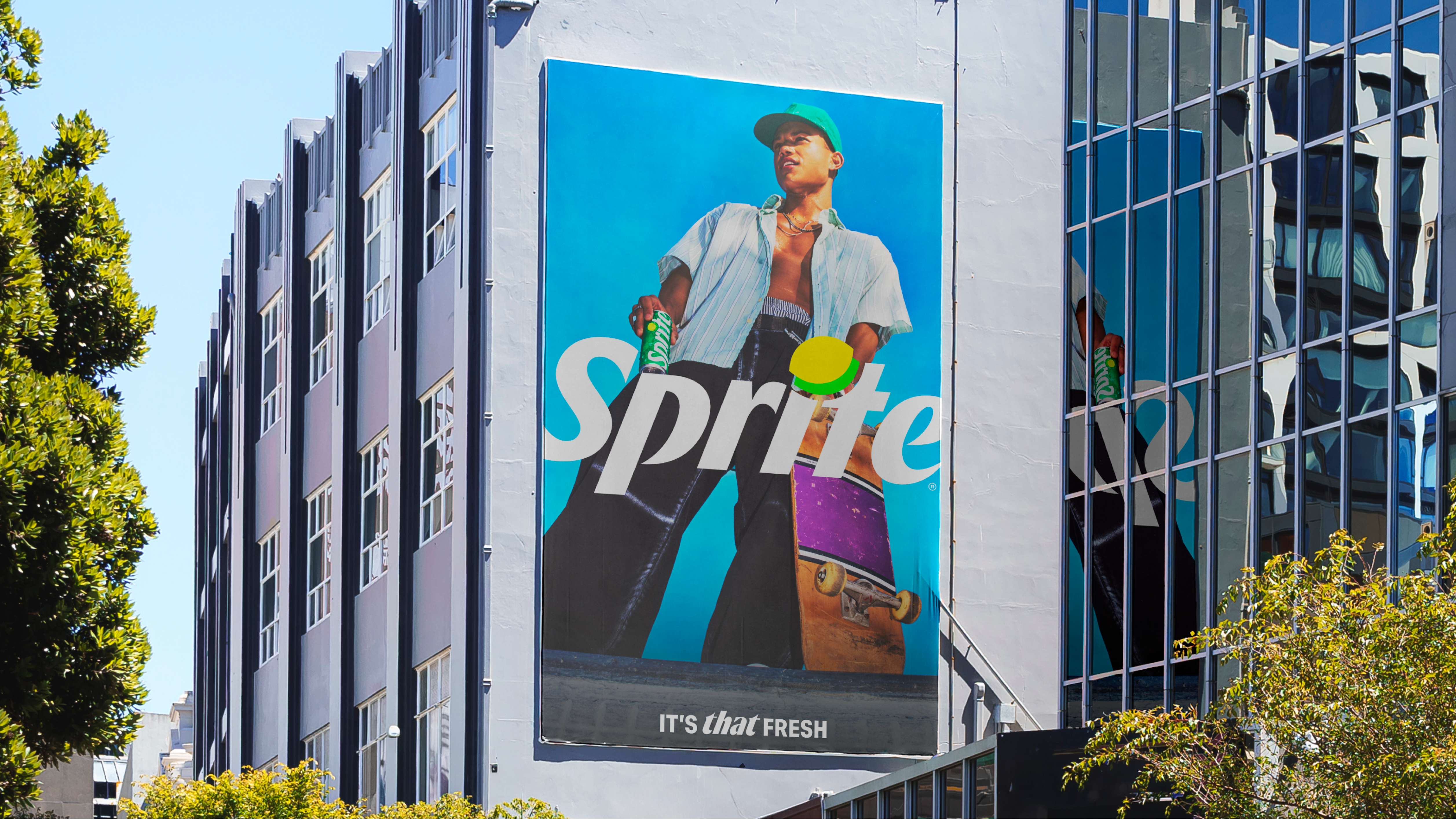 Sprite billboard with skateboarder