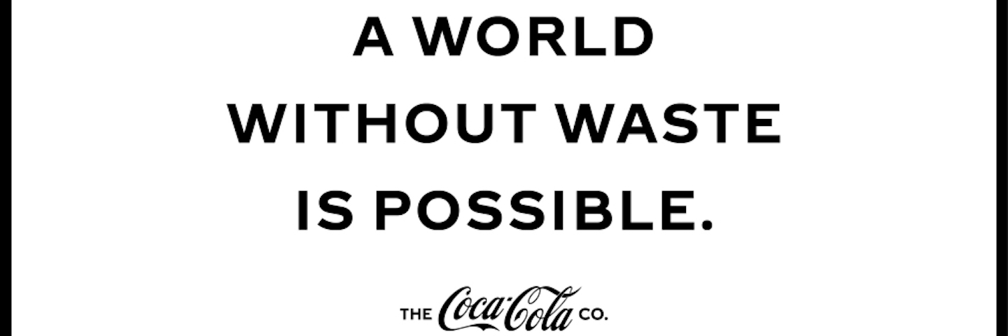 Black and white text, reading "A World Without Waste Is Possible", Black and white text, reading "A World Without Waste Is Possible