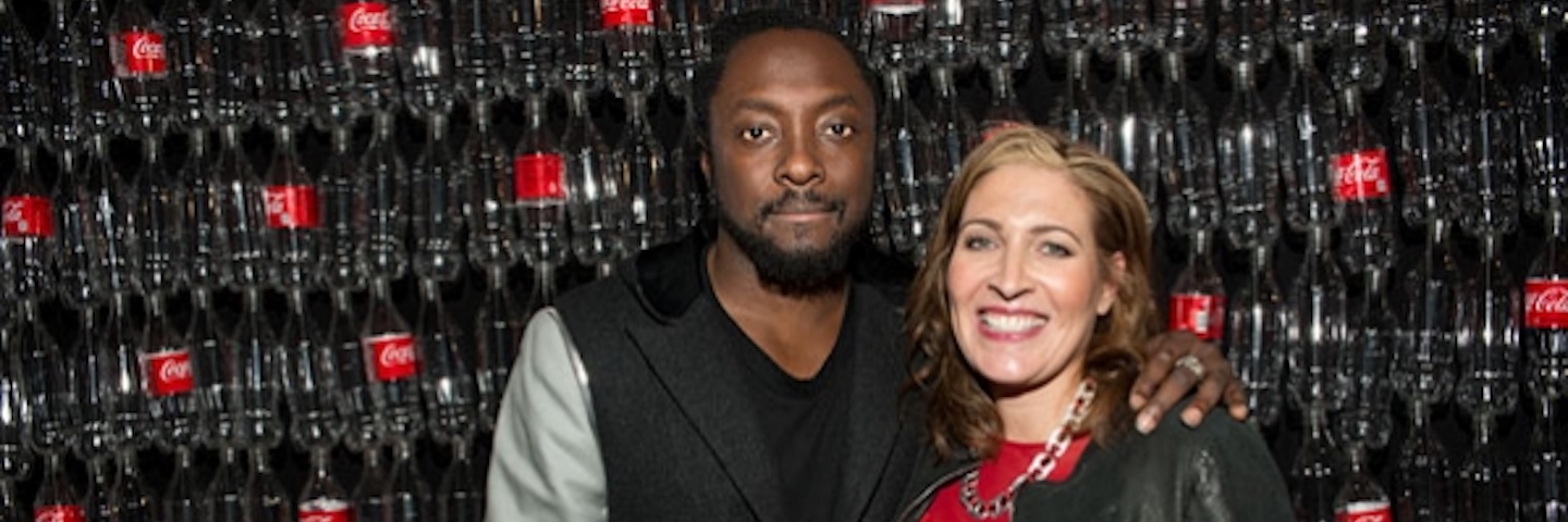 will.i.am with Bea Perez, Coca-Cola's chief sustainability officer, at the launch party in NYC. will.i.am with Bea Perez, Coca-Cola's chief sustainability officer