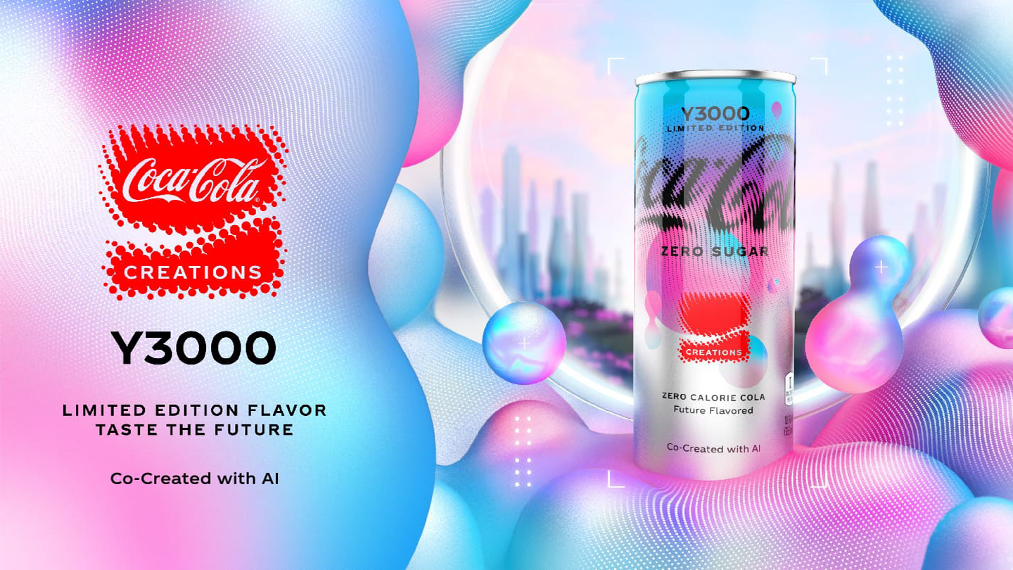 Image of limited edition Coca-Cola Zero Sugar flavor Y3000, inspired by the future and co-created with AI