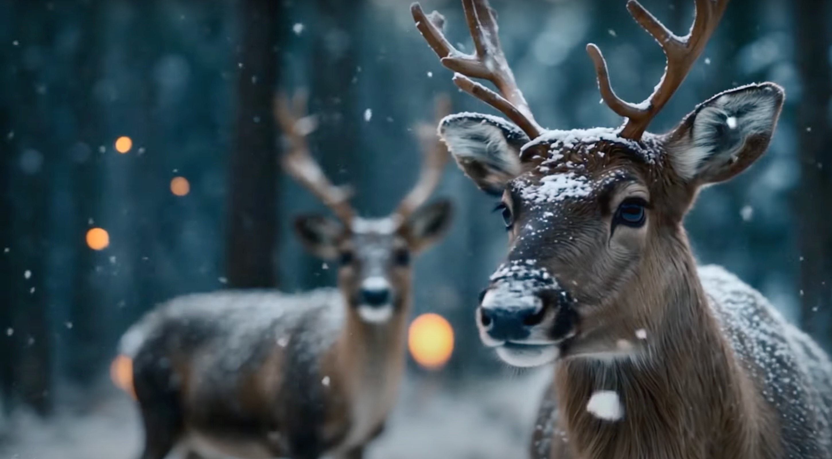 2 deer in the snow