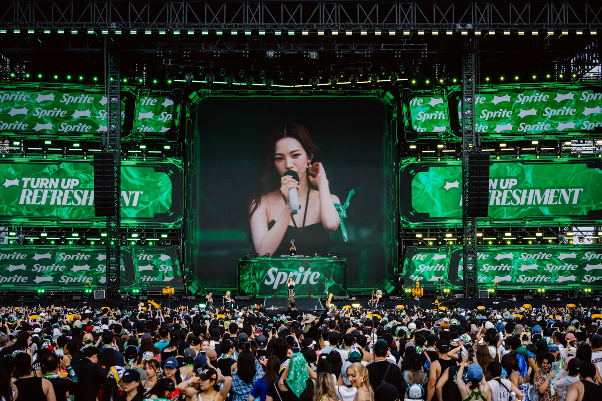 Performer singing to crowd