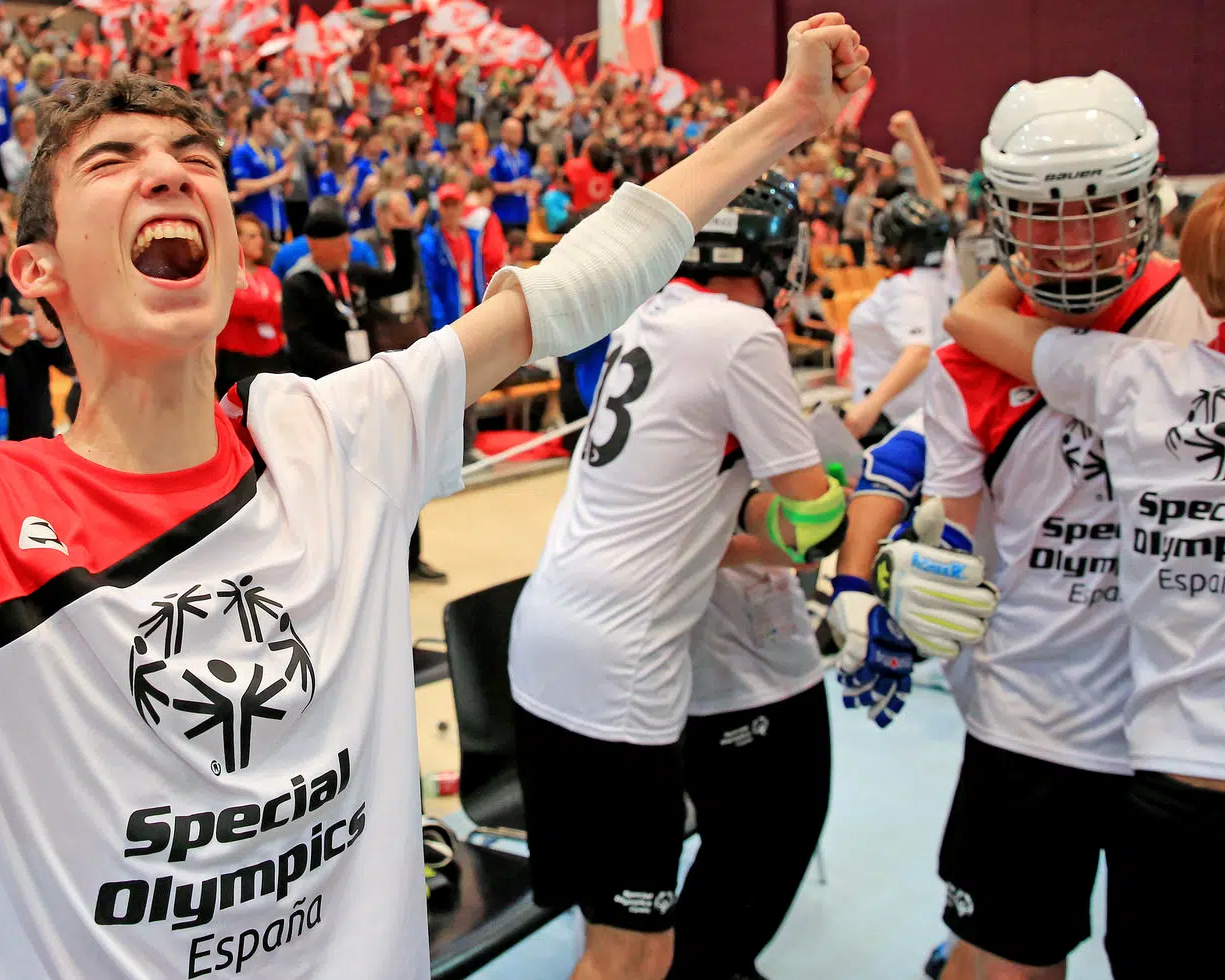 Special Olympians from Spain celebrate