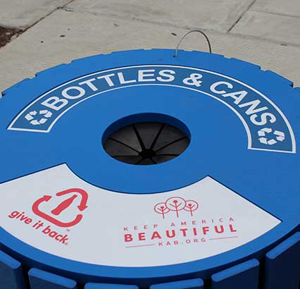 Coca-Cola recycling bin as part of the World without Waste program
