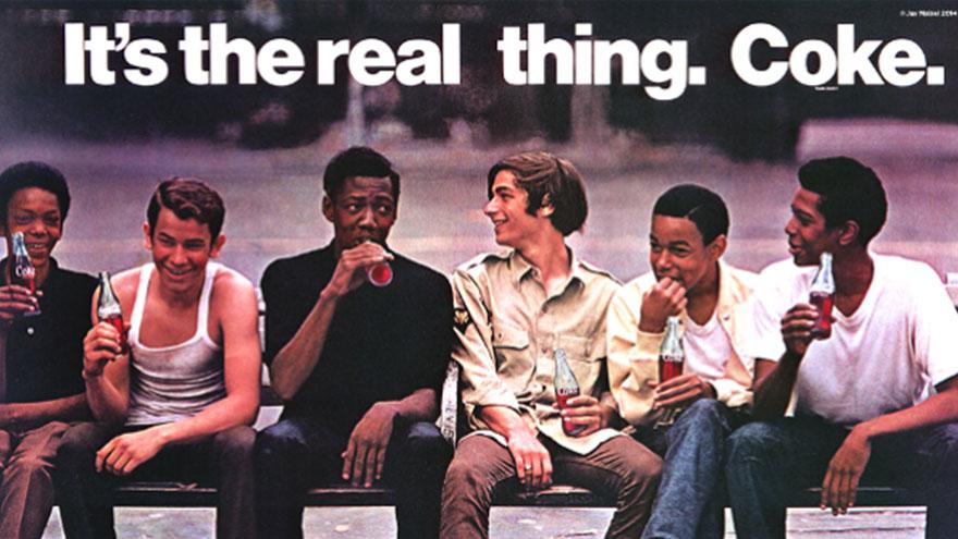 Coca-Cola It's the real thing boys on a bench (Photo Credit: Jay Maisel)