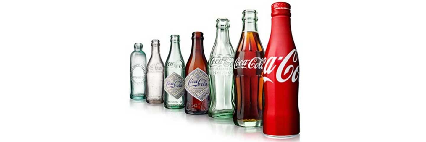 Lineup of Coca-Cola bottle versions throughout history