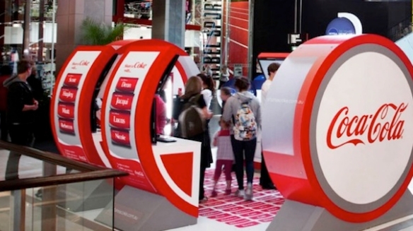Names on the coca-cola bottles and cans displayed to public