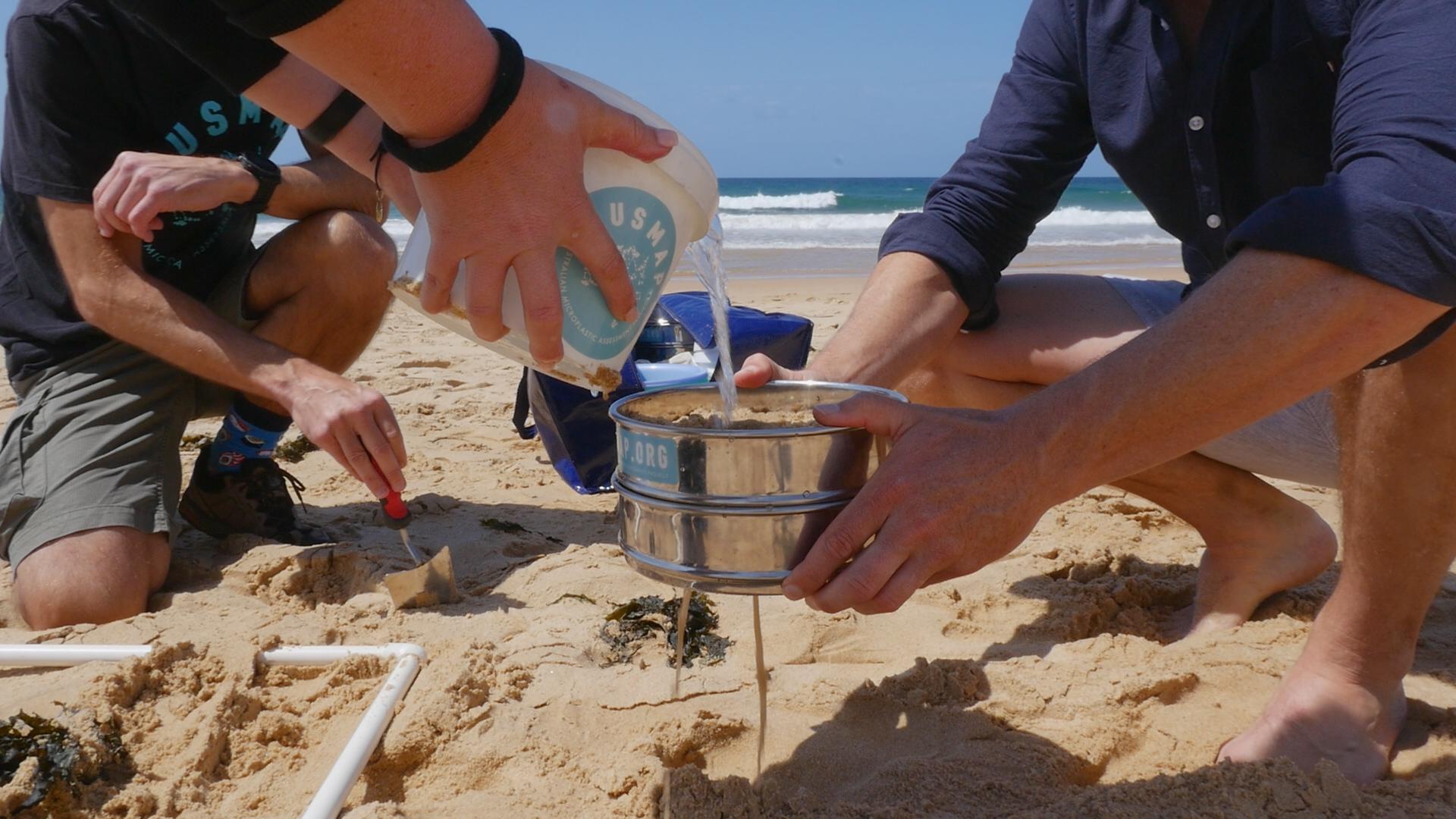 Sieving for microplastics is part of the AUSMAP data being collected all over Australia.